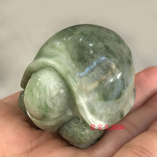 天然独山玉长寿龟小摆件玉石可爱乌龟把玩件独玉手把件玉雕盘玩件