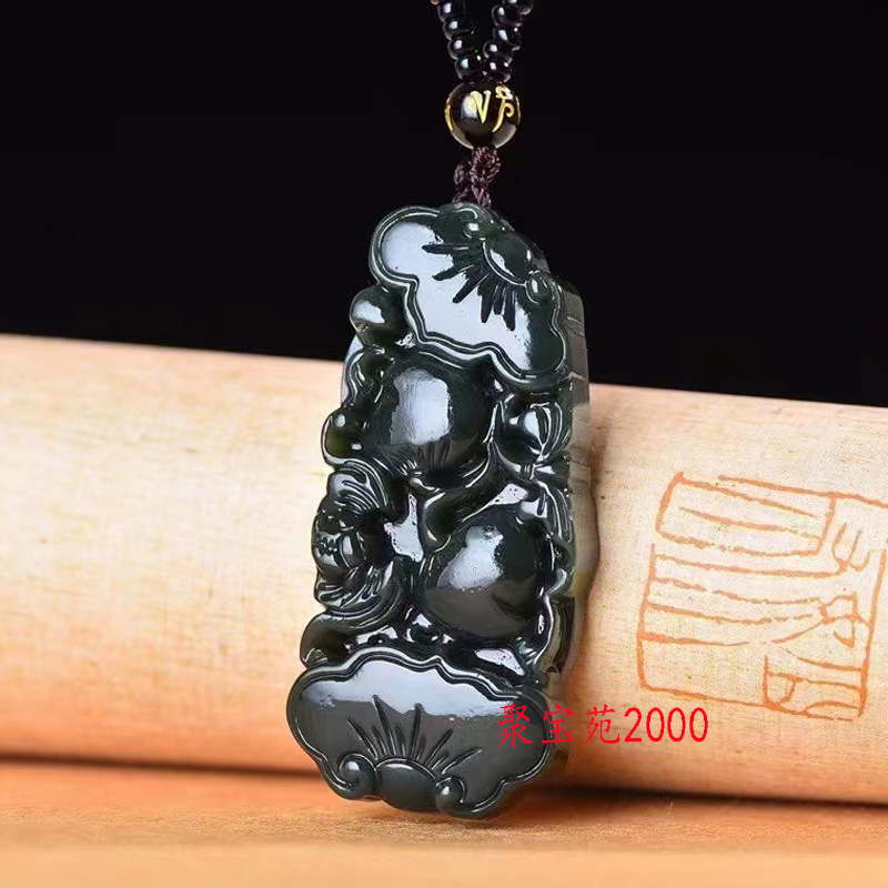 天然和田玉福寿如意吊坠青玉福禄寿玉石挂件平安吉祥如意男女项链