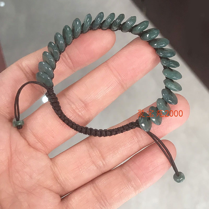 天然蓝水翡翠A货平安扣手链可调节儿童女士本命年转运手串钱串子