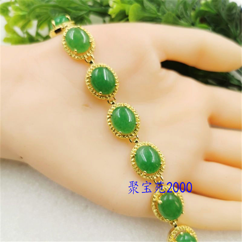 玉石蛋面镶嵌手链玉手串