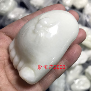天然蓝田玉知足常乐手把件玉石小脚丫把玩件办公桌家居茶台小摆件