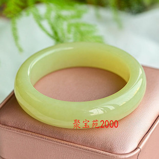 新疆和田玉黄口料手镯女款玉石宽条玉镯子黄玉正圆镯妈妈闺蜜礼物