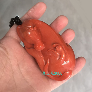 南红玛瑙精雕马上封侯手把件仿玉髓生肖马把玩件红玛瑙原石观赏石