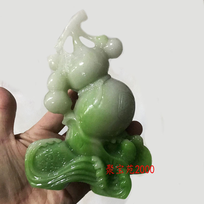 白玉带翠色葫芦摆件装饰摆设