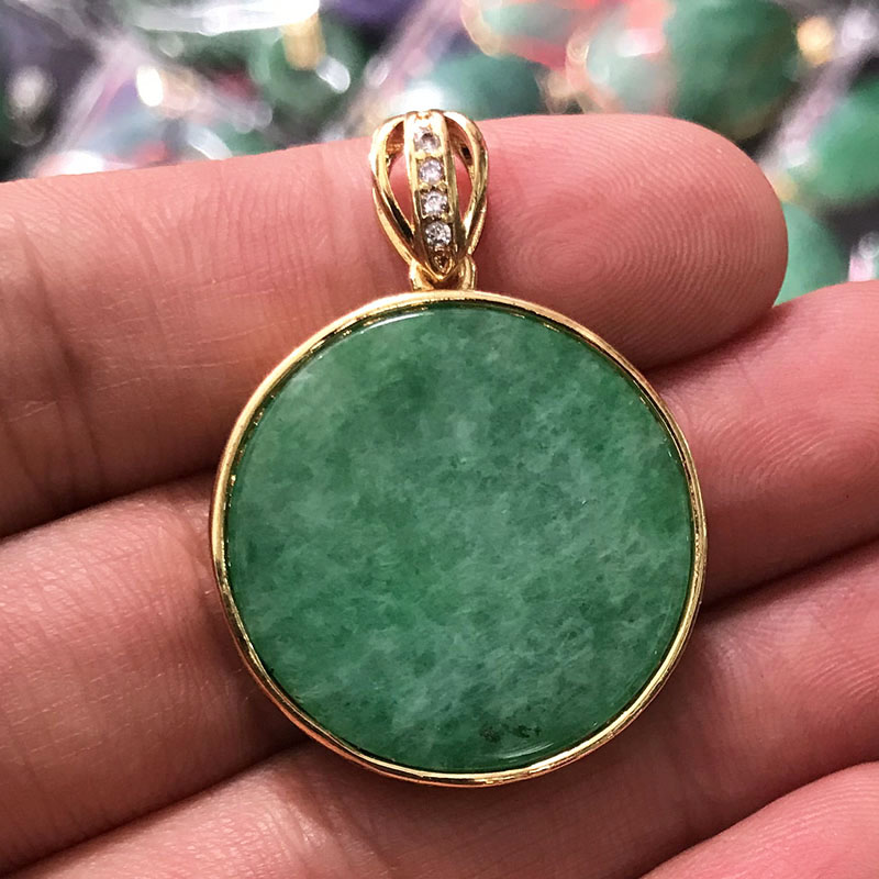 干青翡翠平安扣项链玉牌