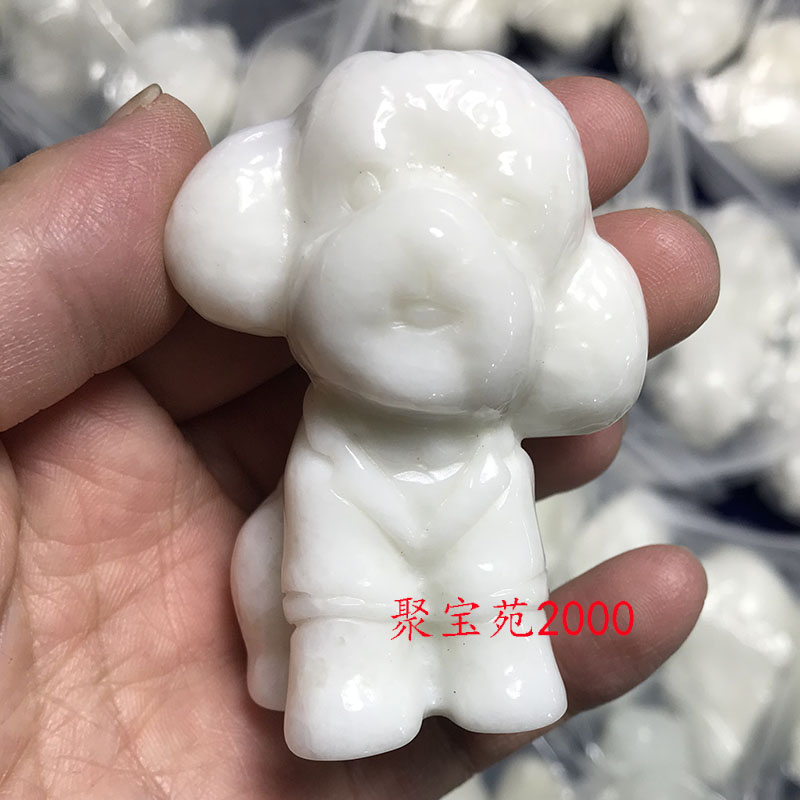 天然西安活玉蓝田玉狗狗小摆件立体精雕泰迪狗手把件男女萌宠把玩