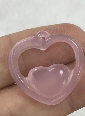 天然玛瑙鸡心桃心形吊坠芙蓉玉爱心玉坠女粉玉髓镂空水滴气质挂坠