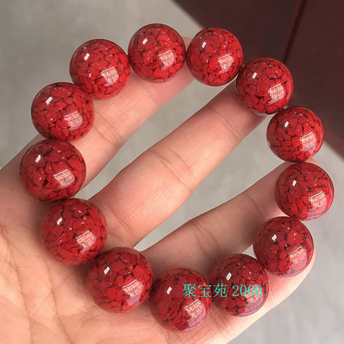 原矿晶体砂手串男女招财转运本命年首饰朱砂圆珠单圈手链马年手饰