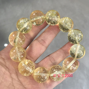 仿碧玺手串冰种金丝雀黄碧玺手链水晶爆花串珠男女招财助运首饰品