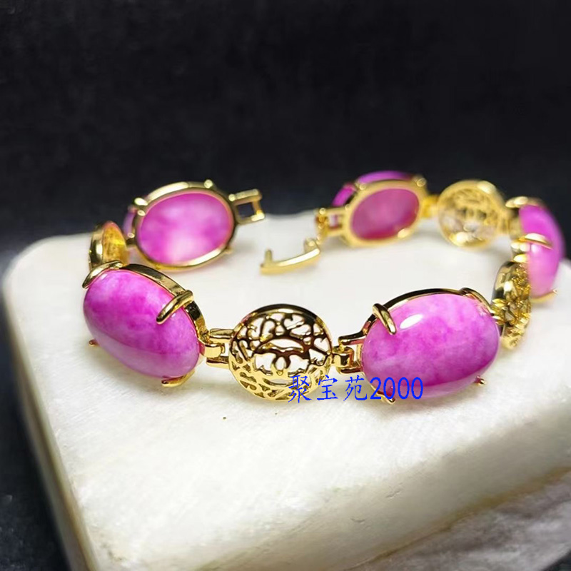 舒俱来老料手链手串桃花玉蛋面