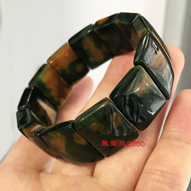 天然水晶黄绿宝手链单圈宝石手串男女情侣款玉手排品玉石首饰礼品