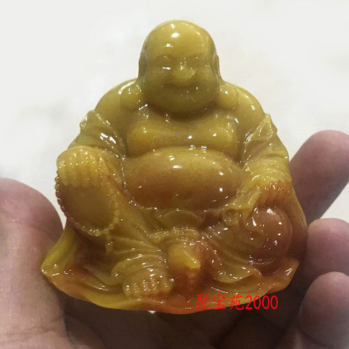 仿黄龙玉弥勒佛摆件玉石笑佛摆饰桌面大肚佛车饰黄玉黄田玉佛摆件