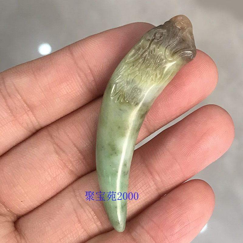 正品独山玉虎牙挂件天然独玉狼牙狗牙龙牙吊坠个性潮玉石项链玉坠