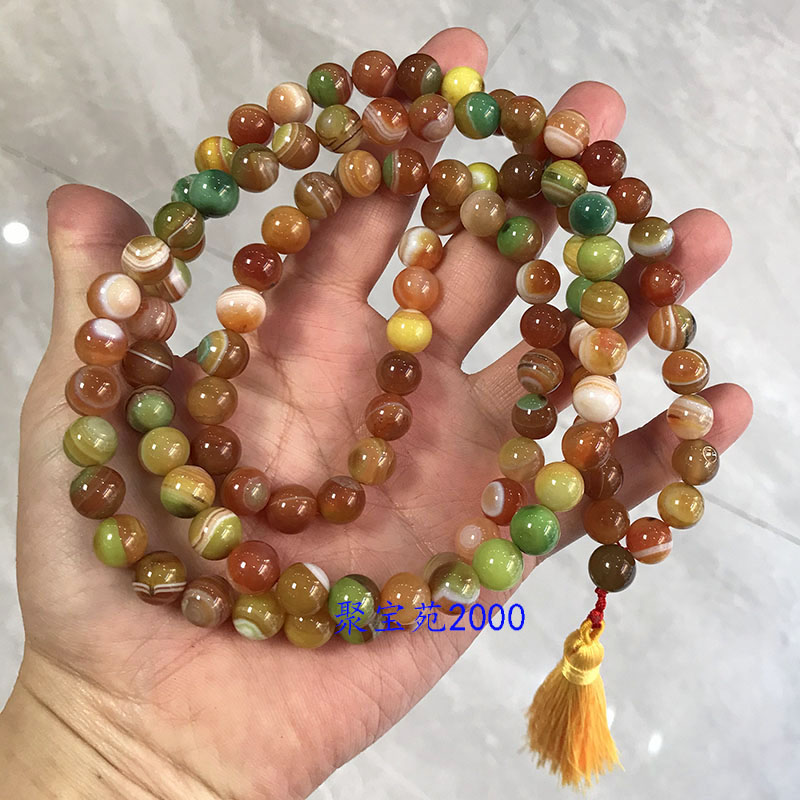 男女盐源玛瑙108佛珠项链