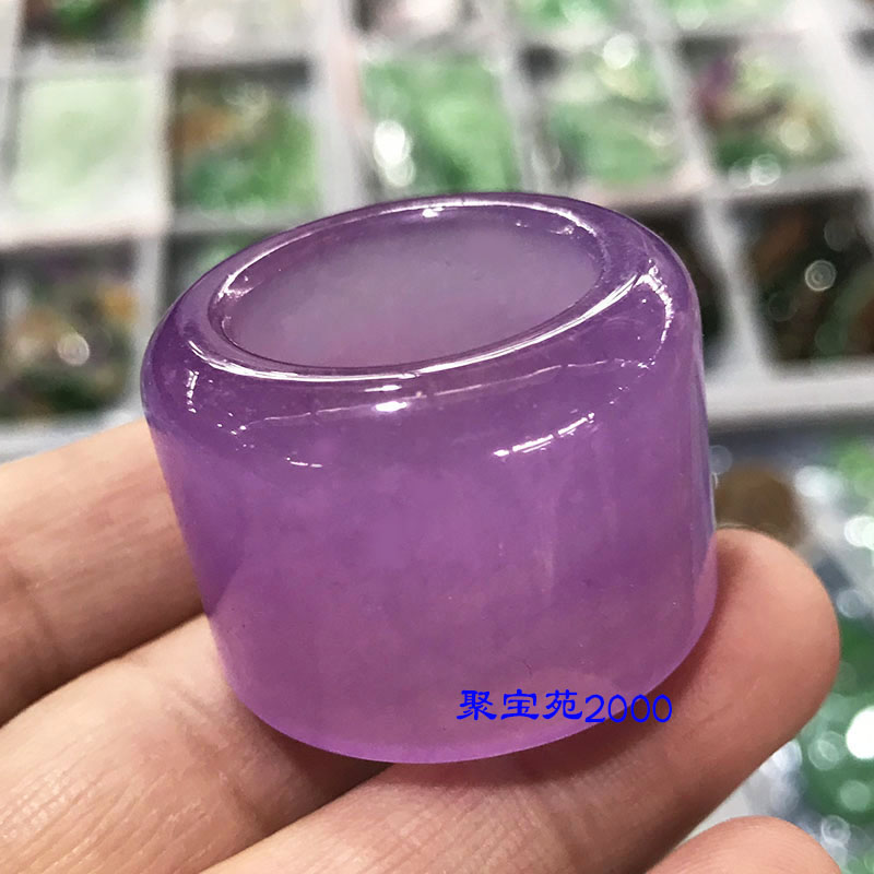 缅甸紫罗兰翡翠扳指戒指