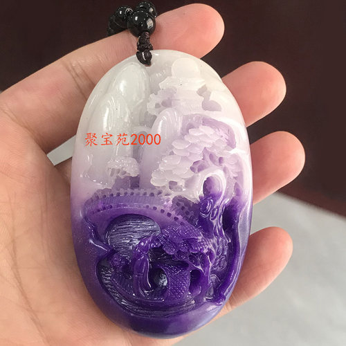 玉石手把件仿舒俱来小桥流水山水风景把件南非苏纪石意境文玩把玩