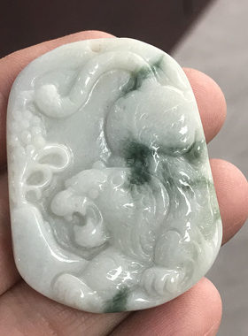 天然A货翡翠猛虎下山吊坠男女款翡翠生肖虎挂件玉石老虎玉佩牌子
