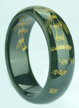 和田玉a货青海料雕花节节高手镯