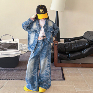 女童套装2026春秋新款百搭洋气中大童牛仔外套裤子女生爆款两件套