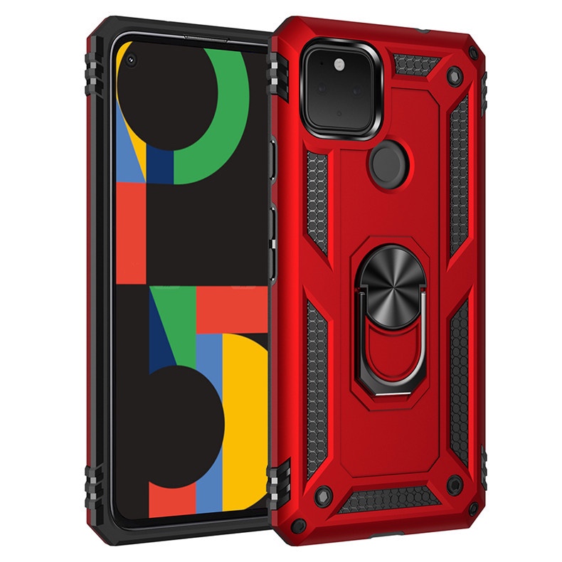 適用於谷歌Google Pixel5 5A Pixel 4A 5G 4XL 3A XL 6 7pro 7A Shockproof Case手机壳支架套防摔全包边指环