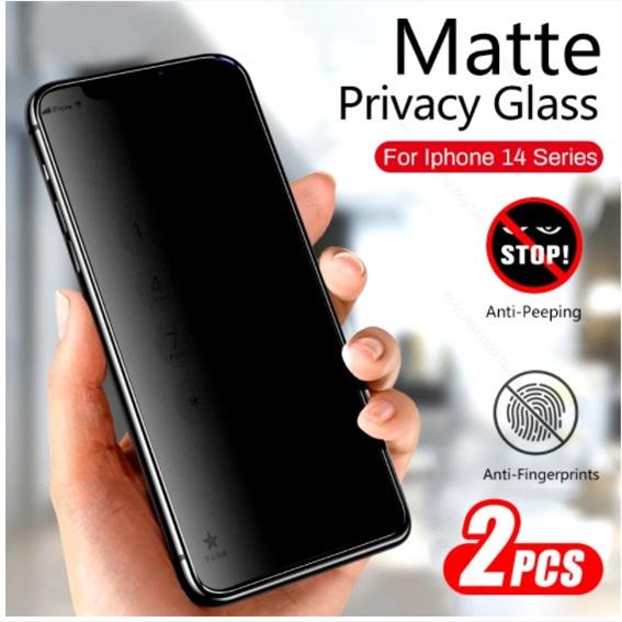 適用於Matte Privacy Tempered Glass For iPhone 14 Pro Max苹果15钢化膜磨砂全屏手机贴膜13mini 12 11prom