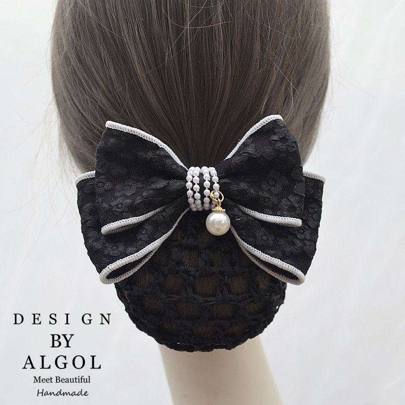 优雅发套简约韩版发饰空姐银行护士职业头花工作发夹盘发网兜女新