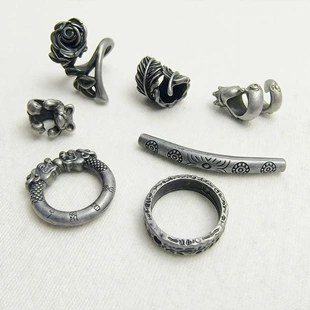 天铁保色藏银复古大孔跑环弯管龙圈 diy串珠手链项链隔珠饰品配件