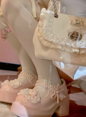 Pinkyo原创蕾丝缎带蝴蝶结优雅Lolita包公主风可斜挎手提包单肩包
