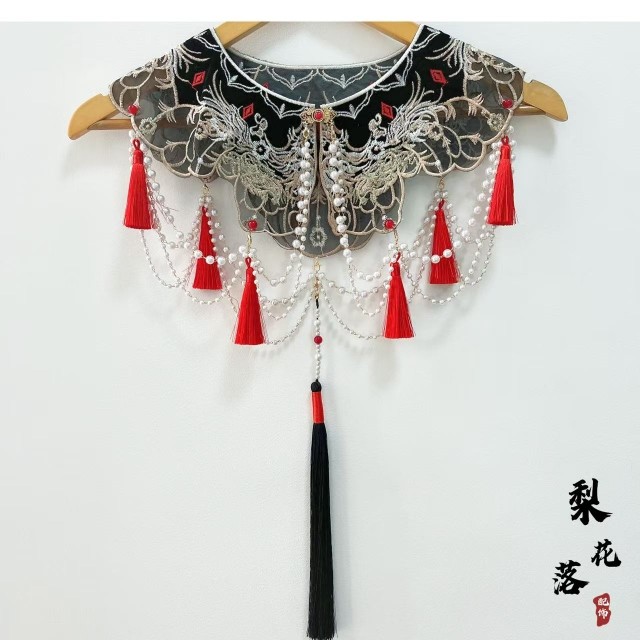 梨花落 黑色凤凰云肩 新中式汉服配饰古风刺绣流苏假领子旗袍配饰,服饰配件/皮带/帽子/围巾,假领,淘宝优惠券,粉丝福利购,淘宝优惠卷