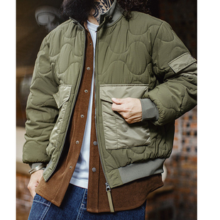立领保暖棉服外套男冬 复古M51军绿色夹克大口袋短款 马登工装 美式