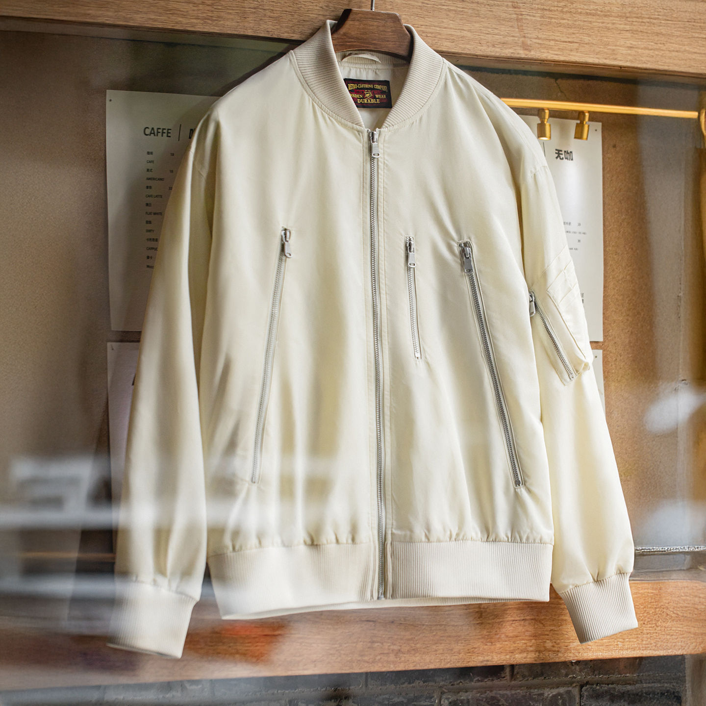 马登工装美式休闲白色L2B飞行员夹克尼龙薄款棒球服短款外套男秋