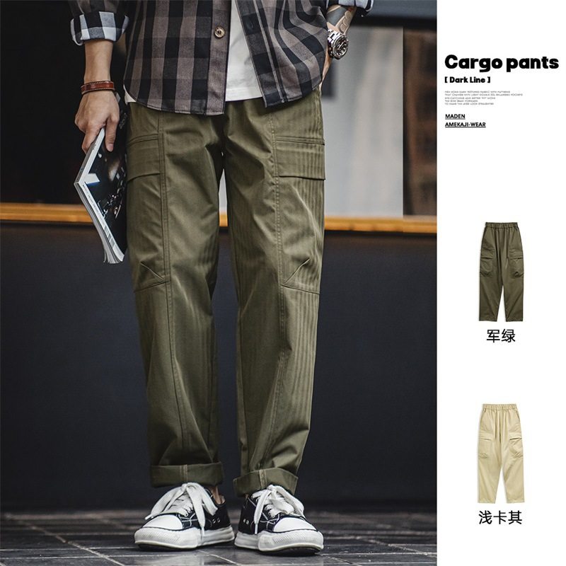 马登工装美式复古多口袋人字纹休闲裤男vibe军绿色直筒长裤子春季,男装,休闲裤,淘宝优惠券,粉丝福利购,淘宝优惠卷