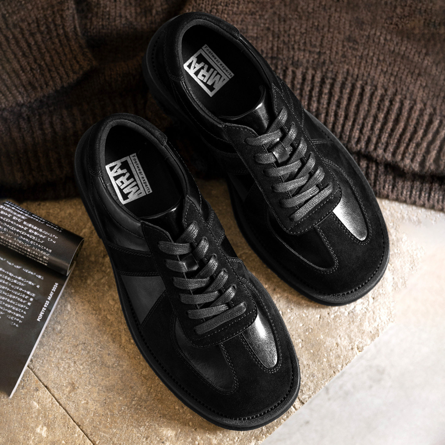 MRA方头德训皮鞋男鞋2025新款黑色厚底增高商务通勤休闲潮鞋子冬