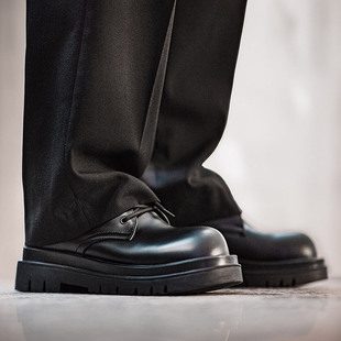 英伦情侣休闲VIBE真皮鞋 马登男鞋 鞋 低帮马丁靴厚底黑色工装 德比鞋