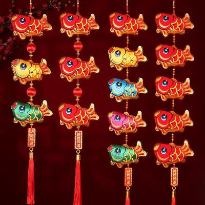 2026新款春节装饰挂件双面刺绣鱼