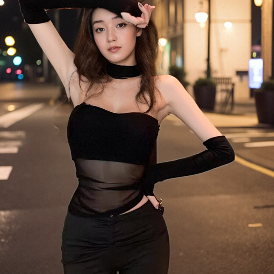 性感辣妹短款抹胸吊带背心女t恤袖套2025春夏季显瘦露锁骨上衣女