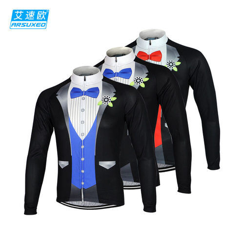 艾速欧户外骑行服长袖男春透气速干西装图案转印上衣运动服ZLS09