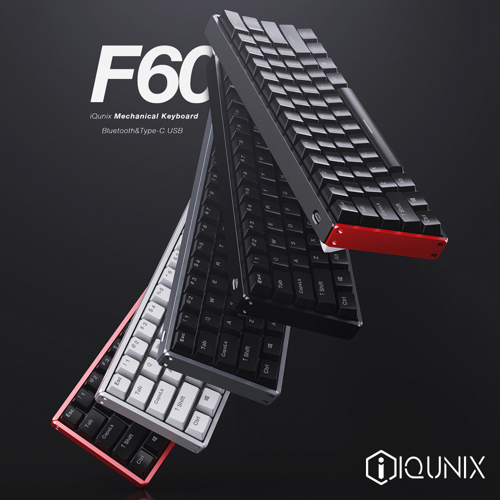 F60À¶ÑÀ˫ģ»úе¼üÅÌÎÞÏß60%½ðÊôÈ«¼üÎÞ³åPBT¼üñcherryÖá IQUNIX