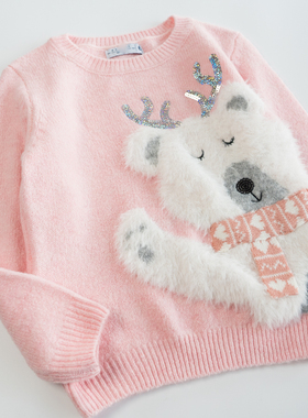 欣易雪法单童装毛衣女童秋冬百搭甜美毛线衣套头休闲针织卫衣