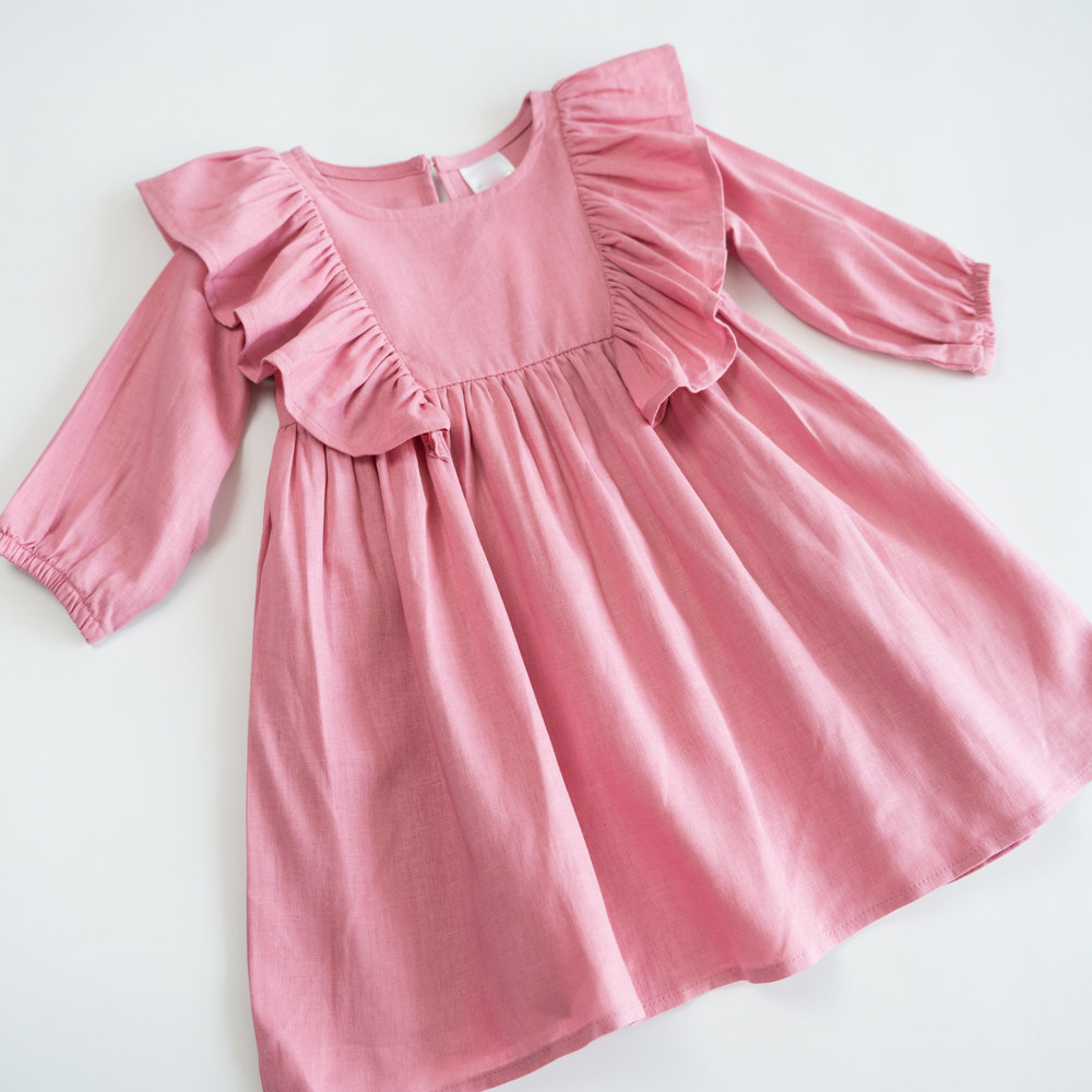 欣易雪法单童装G6-3 棉麻童裙 透气舒适荷叶边女童简约风粉色法式,童装/婴儿装/亲子装,连衣裙,淘宝优惠券,粉丝福利购,淘宝优惠卷