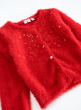 欣易雪法单童装 轻奢小香风亮片毛衣 实物美 女童毛衣开衫针织衫