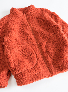 欣易雪法单童装轻便抓绒户外儿童保暖珊瑚绒外套纯色立领拉链夹克