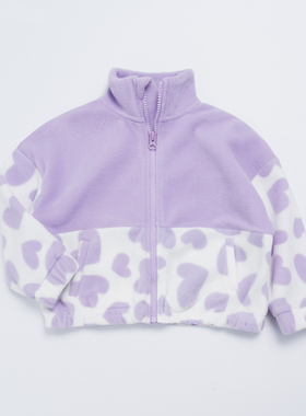 B6-2轻便 速干出口童装 春 外套 女童 夹克棒球衣 短款式爱心紫色