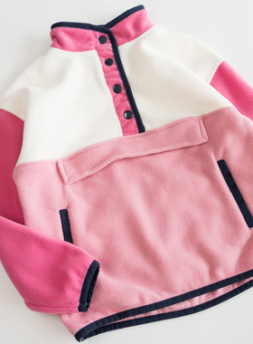 欣易雪法单童装长袖卫衣儿童半拉链女童上衣加绒摇粒绒秋冬款