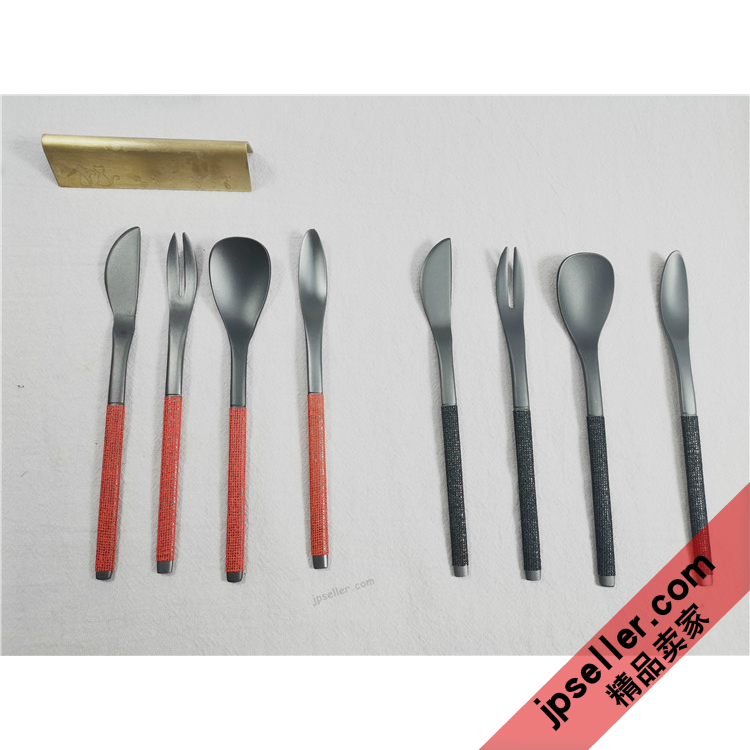 日本 SAKS j-tone 和音纱绫系列布卷把手 黑酸发黑不锈钢餐具