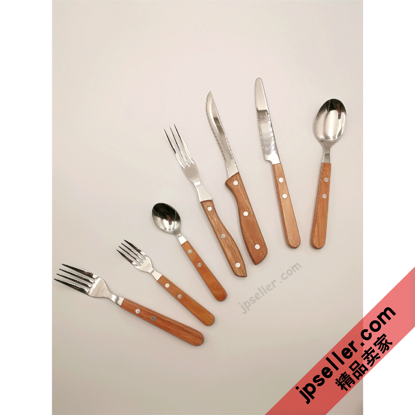 日本 高桑金属 强化木可机洗牛排刀叉正餐叉勺/甜品叉勺