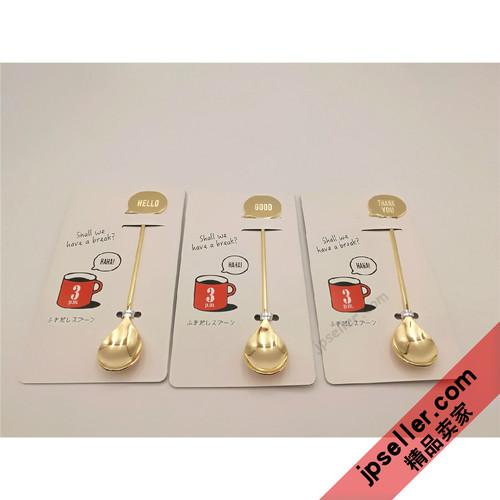 日本 高桑金属elfin短信留言文字撩骚用勺子餐具hello/good/thank