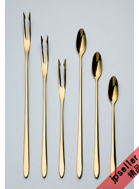 日本LUCKYWOOD Linz系列长柄水果叉长柄咖啡勺18-10 金色银色