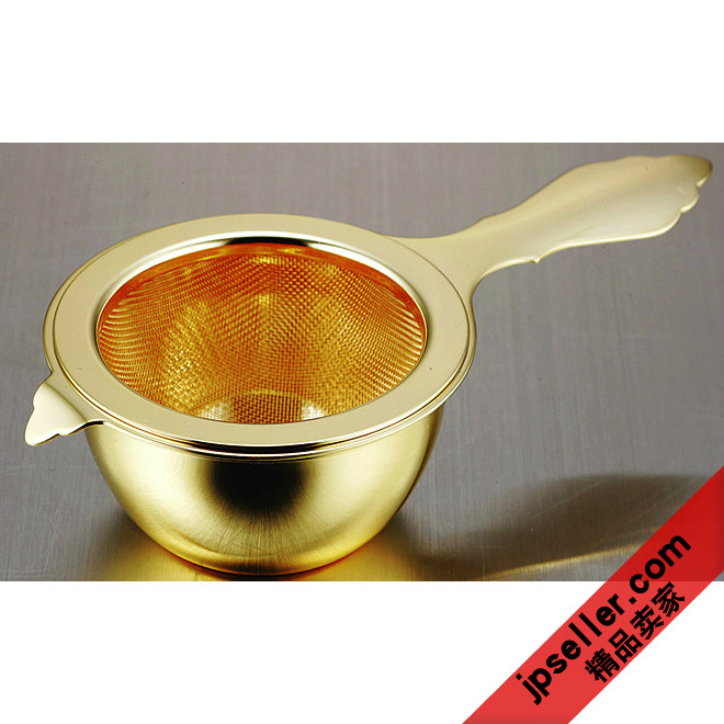 现货 日本Salus 金色英式复古不锈钢茶漏茶滤茶铲带托盘 镀金款