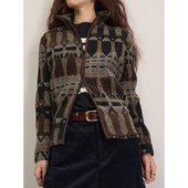 排列组合 LANVIVIER 古典艺术 上下可开合拉链坑条提花立领外套